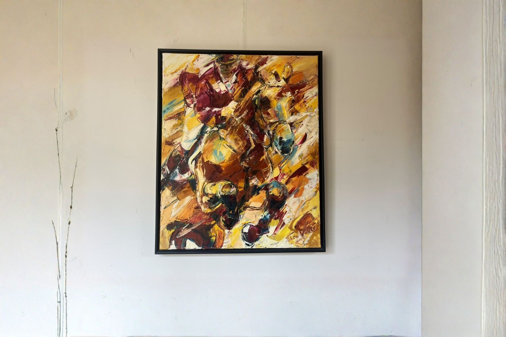 Ellen Voets_Springpaard met ruiter I