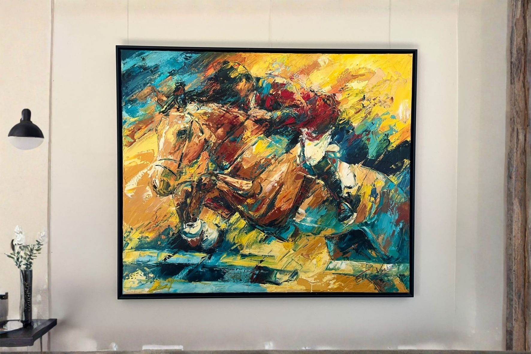 Ellen Voets_Springpaard met ruiter III
